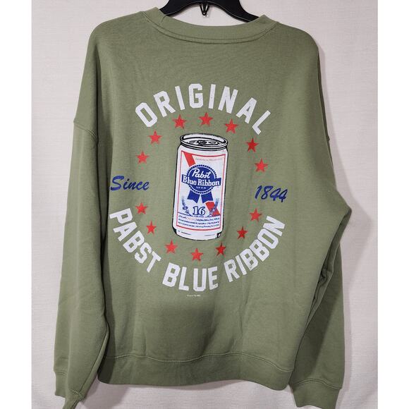 Pabst blue ribbon beer men's medium green sweatshirt - Picture 1 of 6